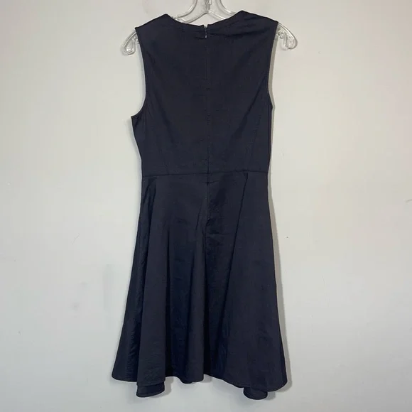 THEORY LINEN KALSINGTON FIT & FLARE DRESS 4 NAVY BLUE MIDI SLEEVELESS POCKETS - Picture 8 of 16
